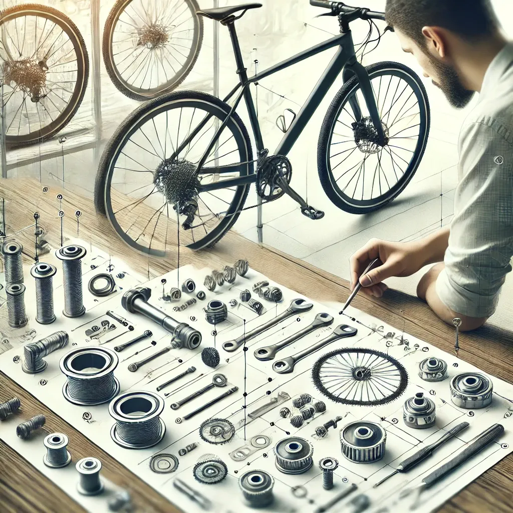 자전거 조립 및 부품 교체 작업 장면
