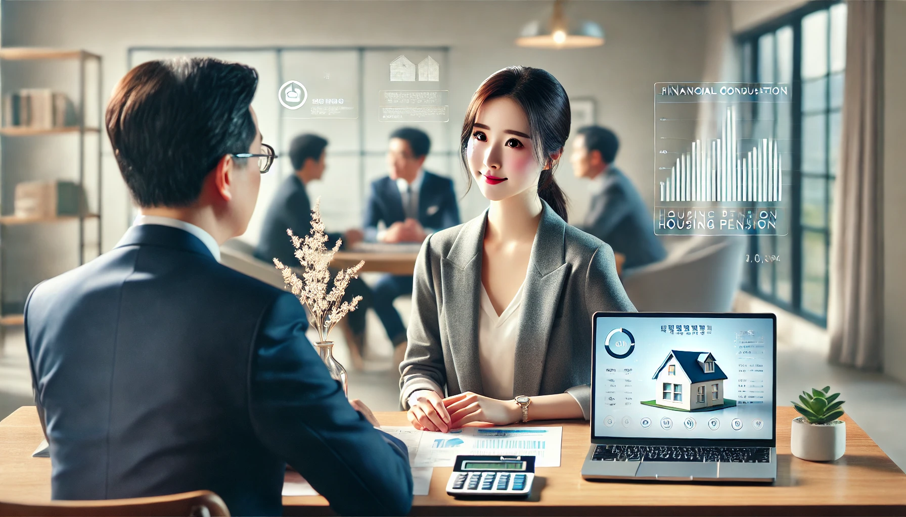 주택연금 주택 수 관련 상담하는 이미지