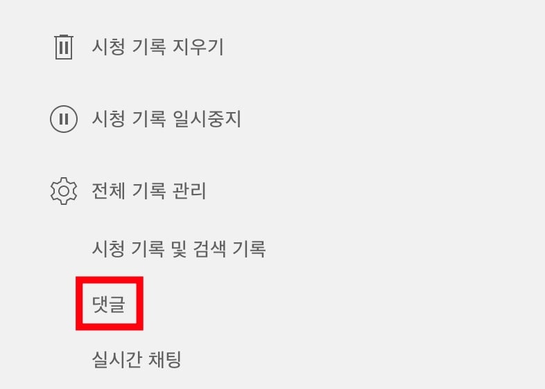 유튜브-시청관리-옵션