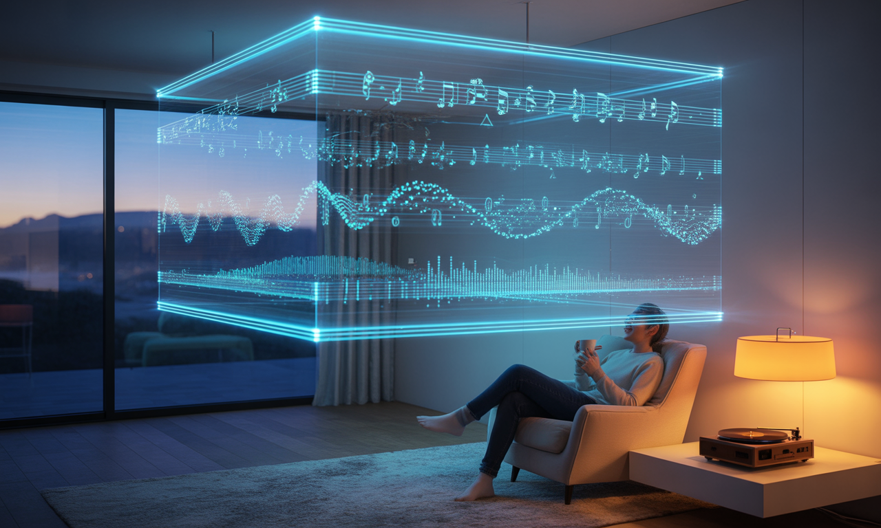 AI 기반 BGM 추천 시스템의 개념과 2025년 미래 기술 동향을 설명하는 이미지