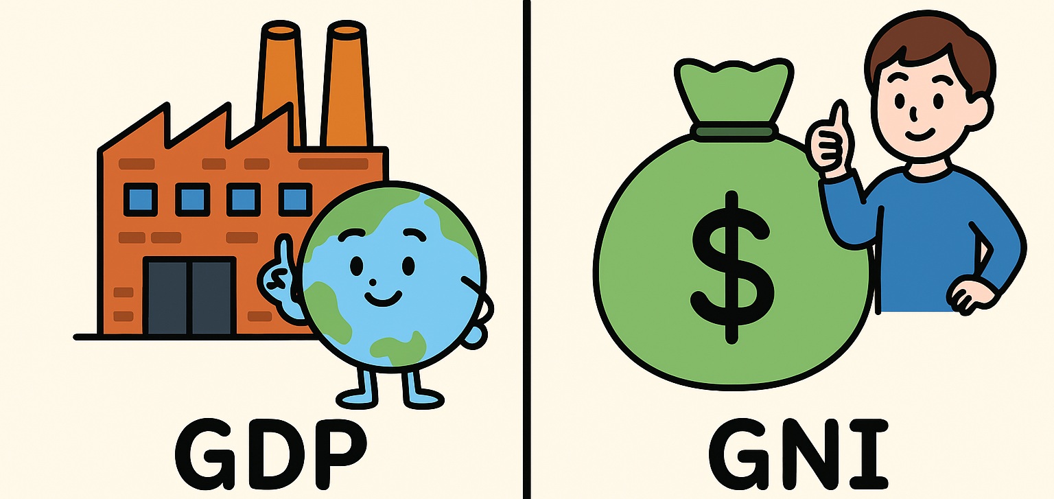 GDP와 GNI를 설명하는 일러스트