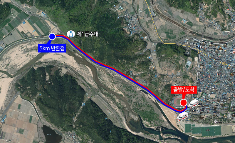 지도위에 코스가 표시되어 있음