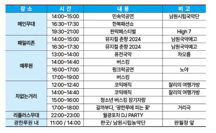 남원 춘향제 기간, 일정, 주차장