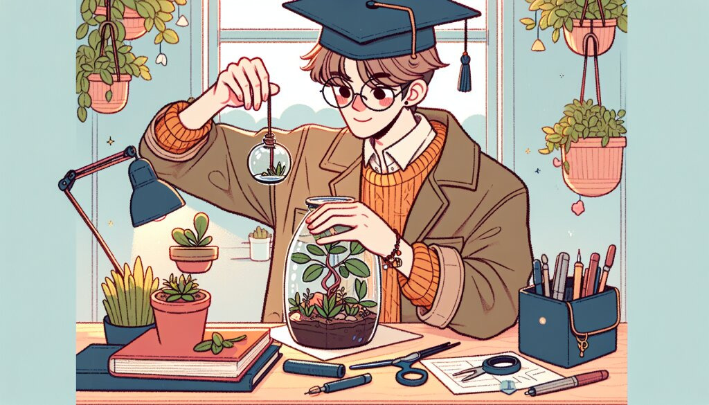 테라리움 만드는 젊은 남자 박사