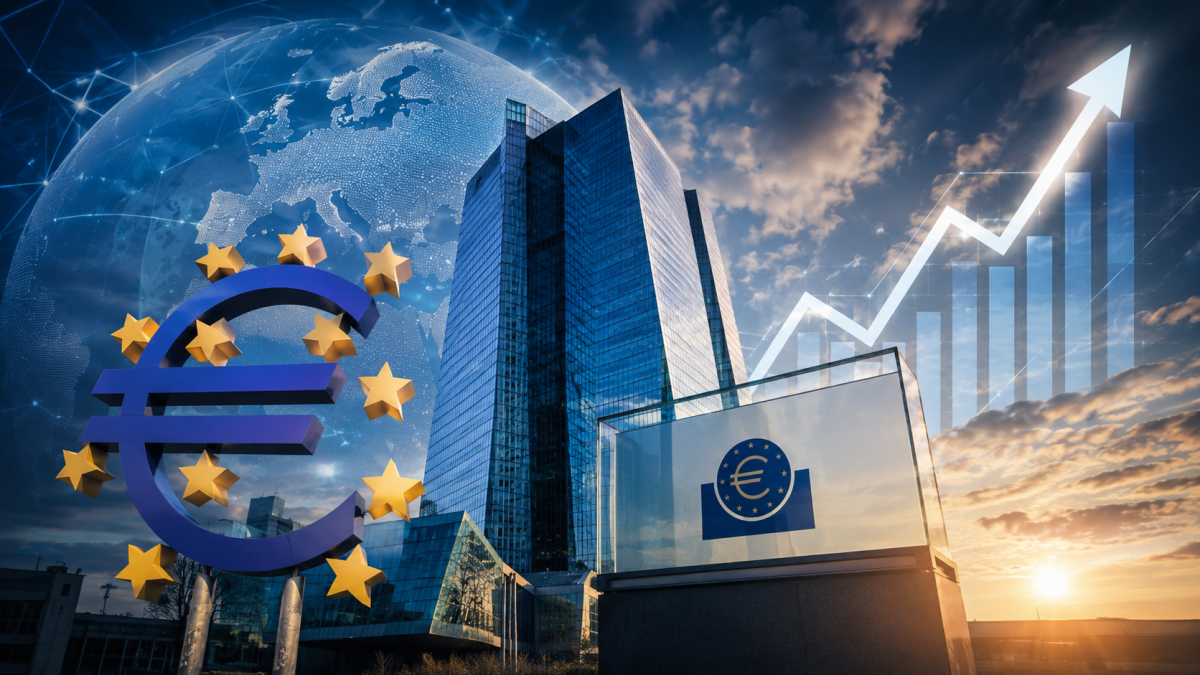 ECB 금리 인상과 유럽중앙은행 본부를 나타낸 이미지