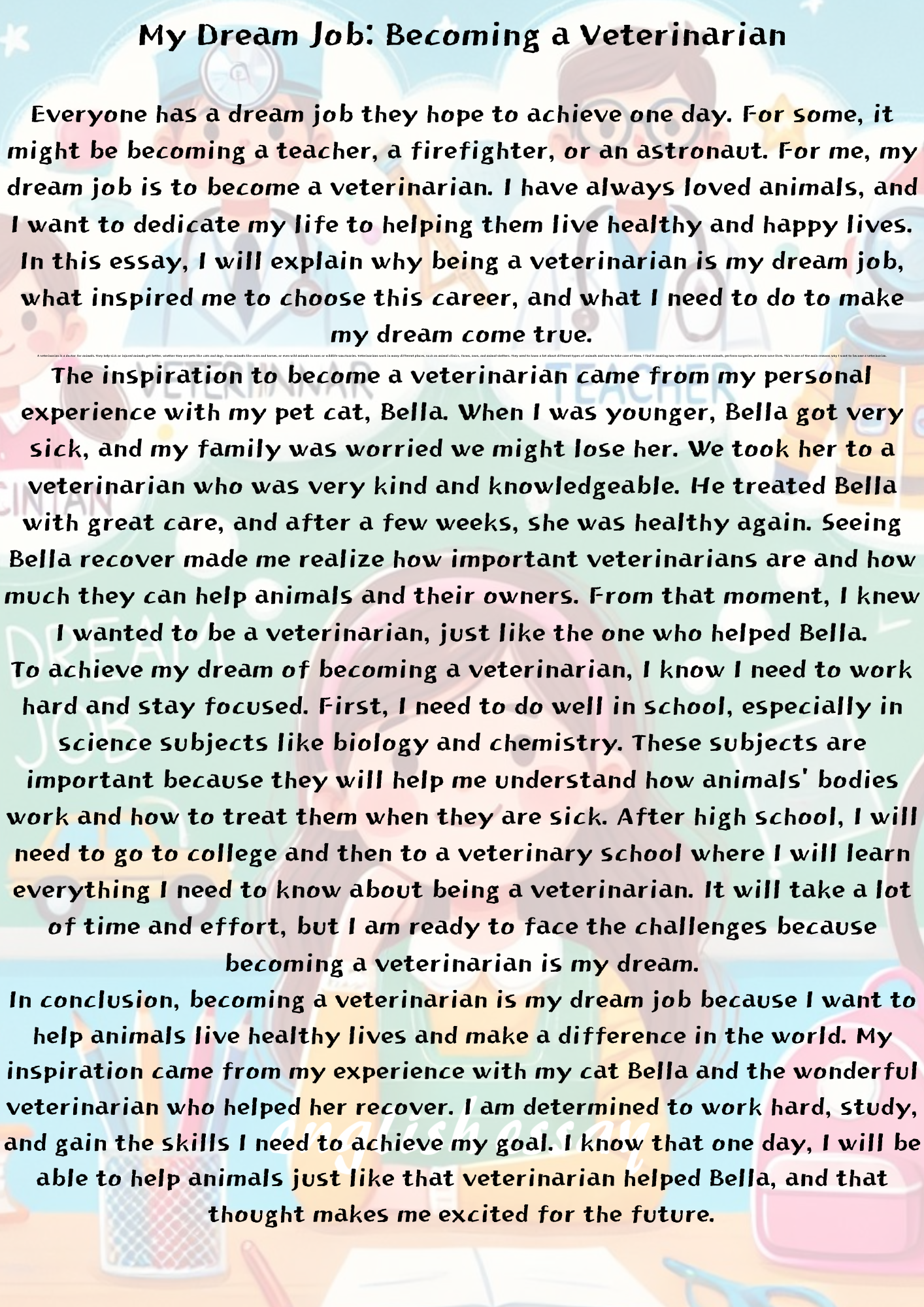 How to Write an Essay on &quot;My Dream Job&quot; for Intermediate Level (Upper Elementary Students) &quot;나의 꿈의 직업&quot;에 관한 에세이를 쓰는 방법