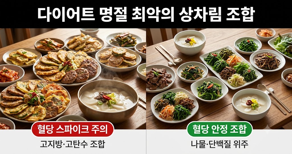 다이어트 명절 혈당관리, 전 떡국 조합