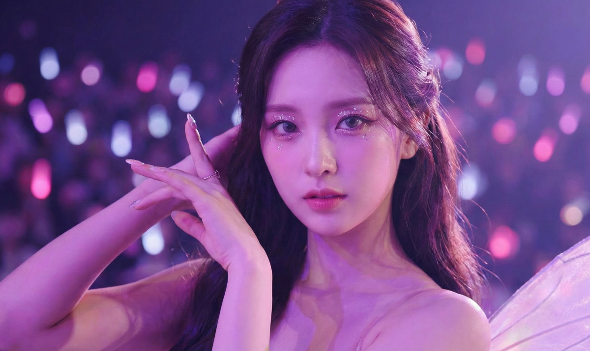 몽환적인 조명 아래 압도적인 비주얼을 뽐내는 아이돌의 무대 모습