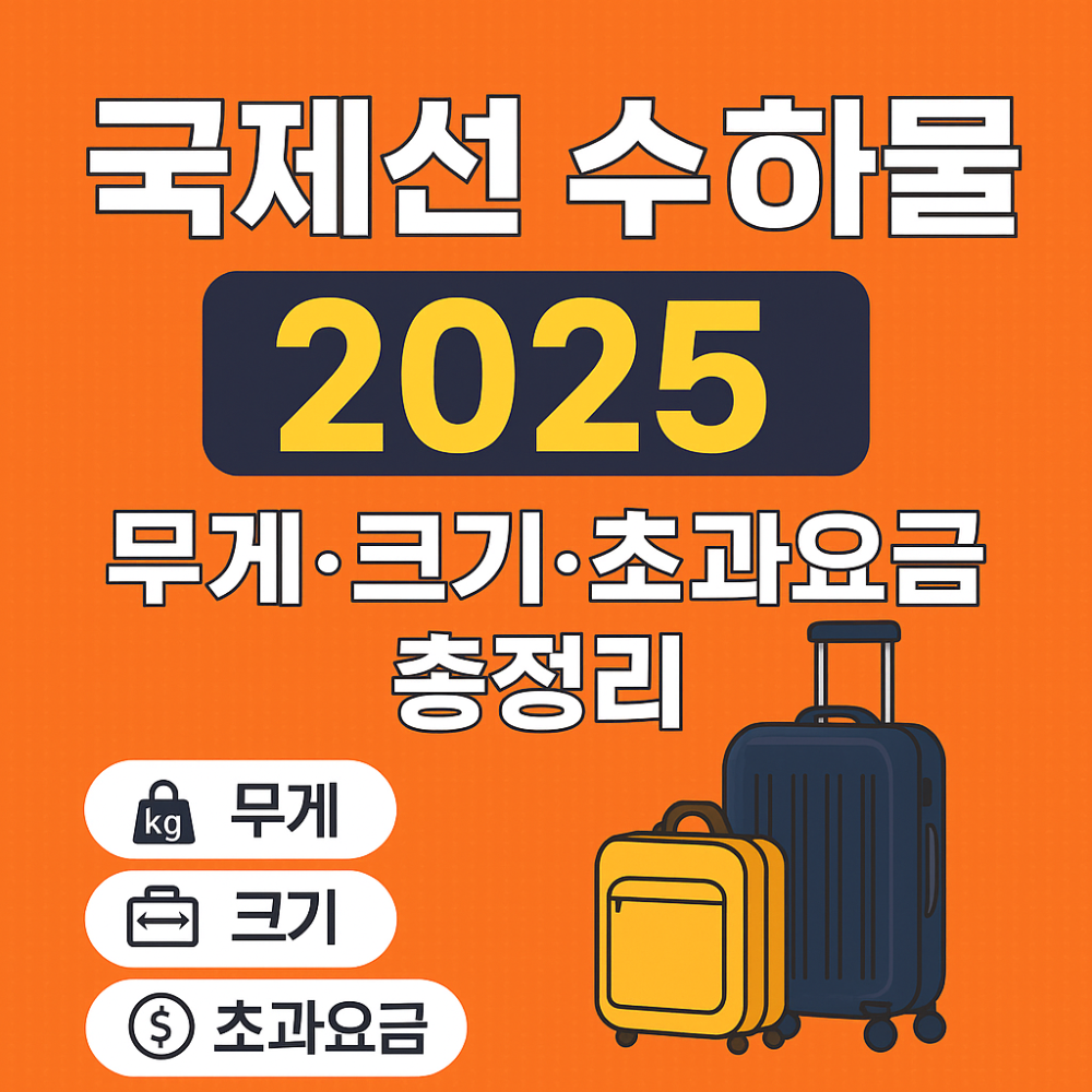 국제선 수하물 2025: 무게&middot;크기&middot;초과요금 총정리 인포그래픽