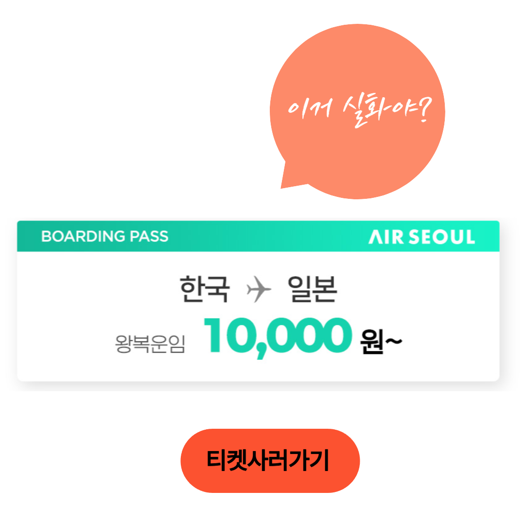 에어서울 일본행 비행기티켓 사러 가기