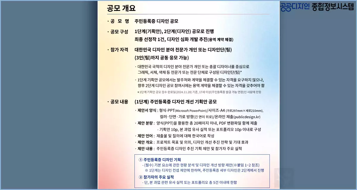 주민등록증 디자인 공모 개요