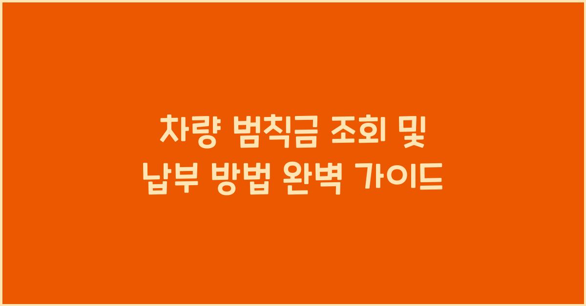 차량 범칙금 조회