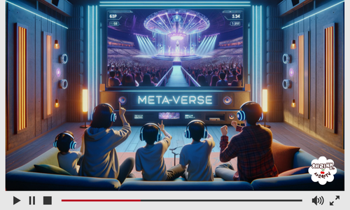 메타버스 공연을 즐기는 가족들