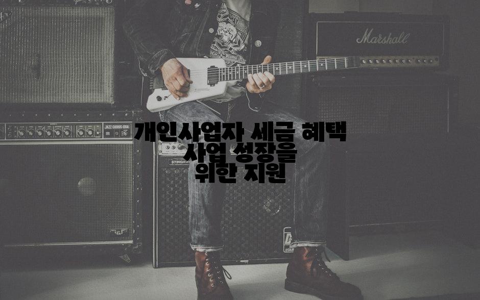 개인사업자 세금 혜택 사업 성장을 위한 지원