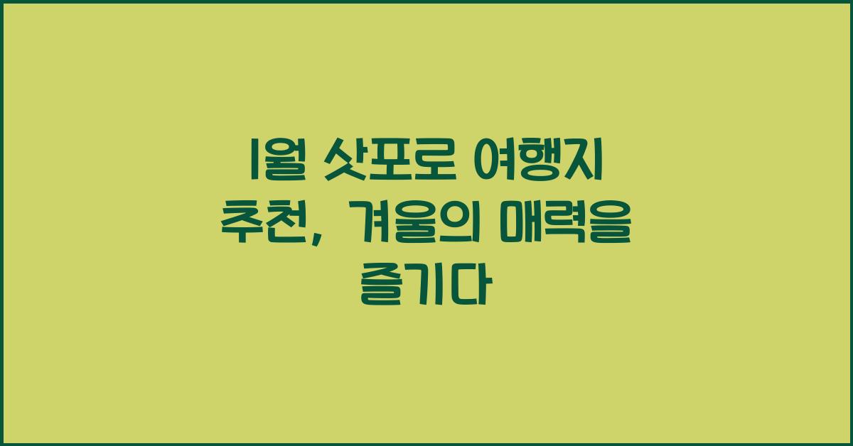 1월 삿포로 여행지 추천