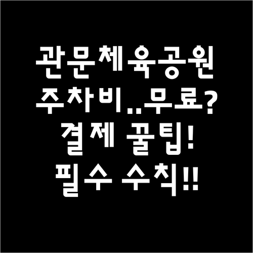 관문체육공원 주차장 요금 결제 방법 ..