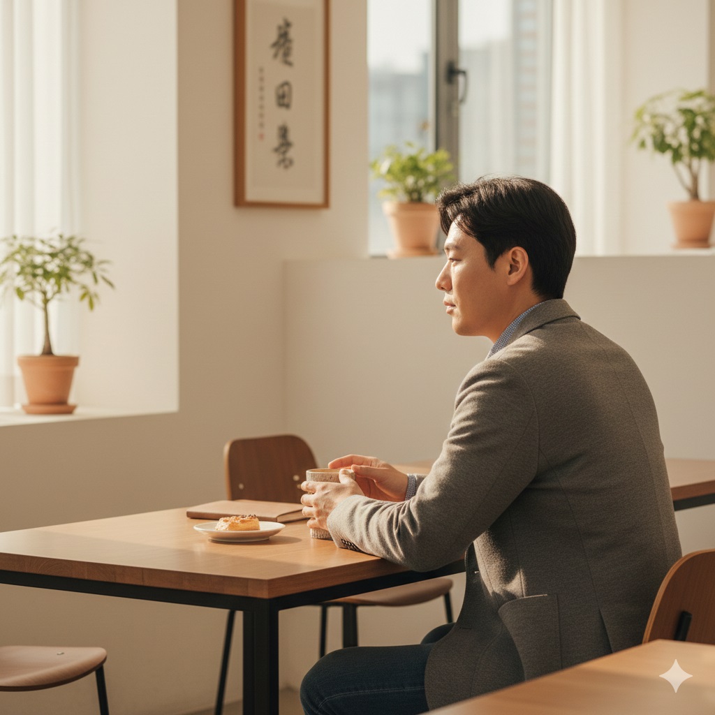 시각, 촉각 등 오감을 활용하여 그라운딩 기법을 연습하는 모습