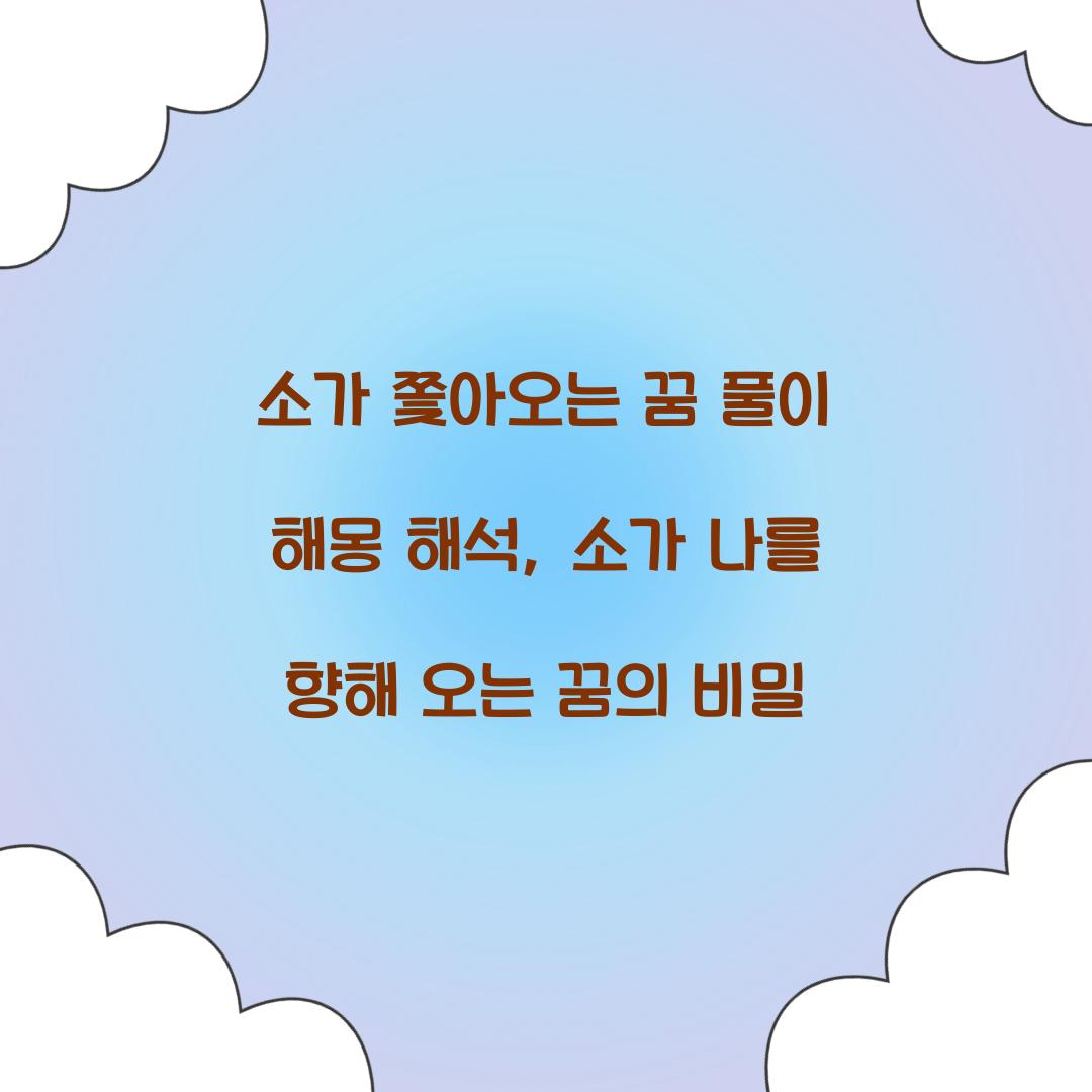 소가 쫓아오는 꿈 풀이 해몽 해석
