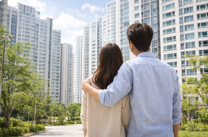 청년 전세보증금 대출 이자 지원 제도와 청년 주거 정책을 상징하는 아파트 단지 모습