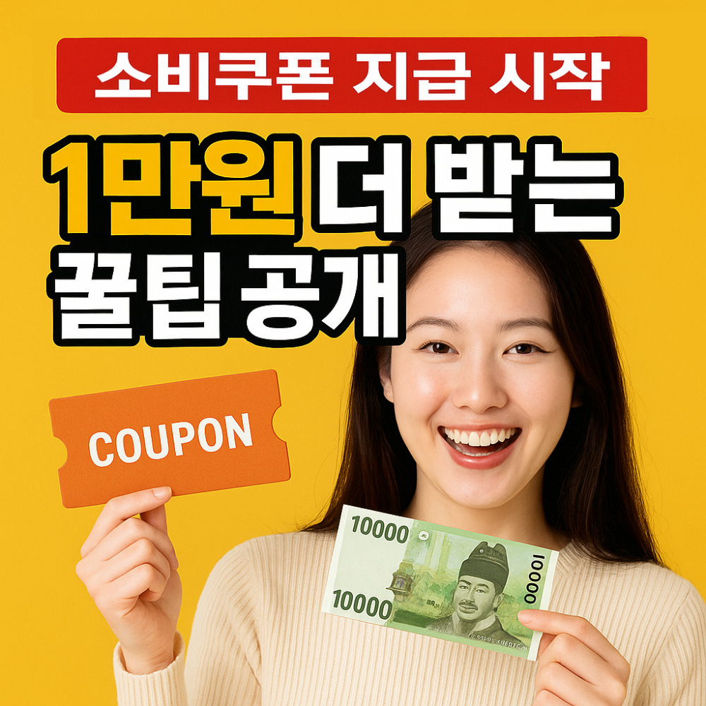 소비쿠폰 지급 시작! 1만원 더 받는 꿀팁 공개 이미지