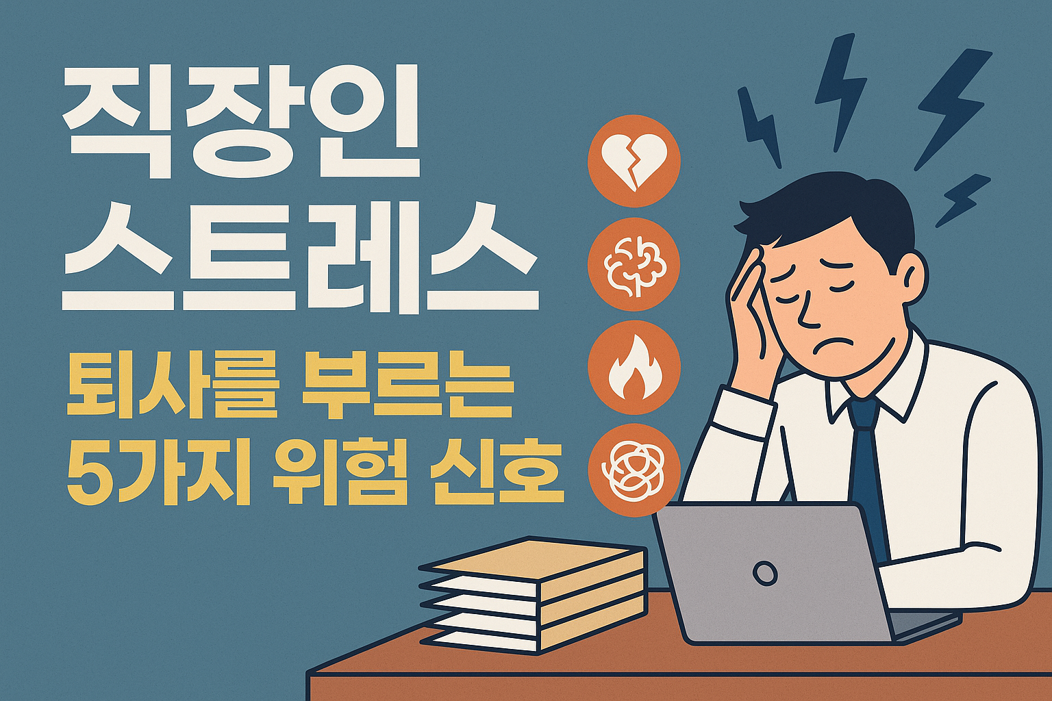 직장인 스트레스 경고 신호를 표현한 인포그래픽 썸네일 이미지