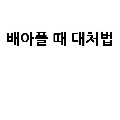 배아플 때 대처법과 예방 방법
