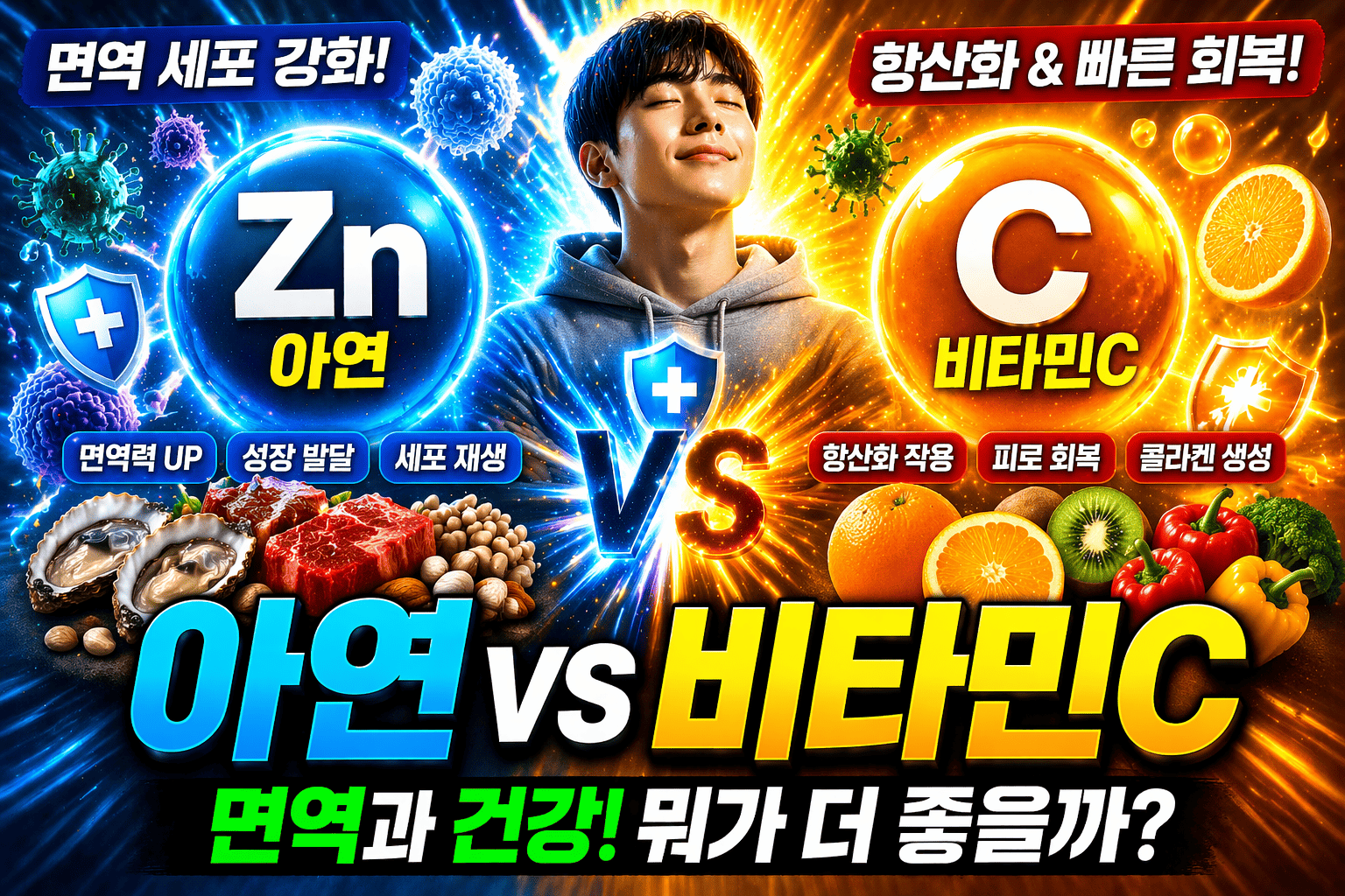 아연 vs 비타민C (면역, 영양, 비교)