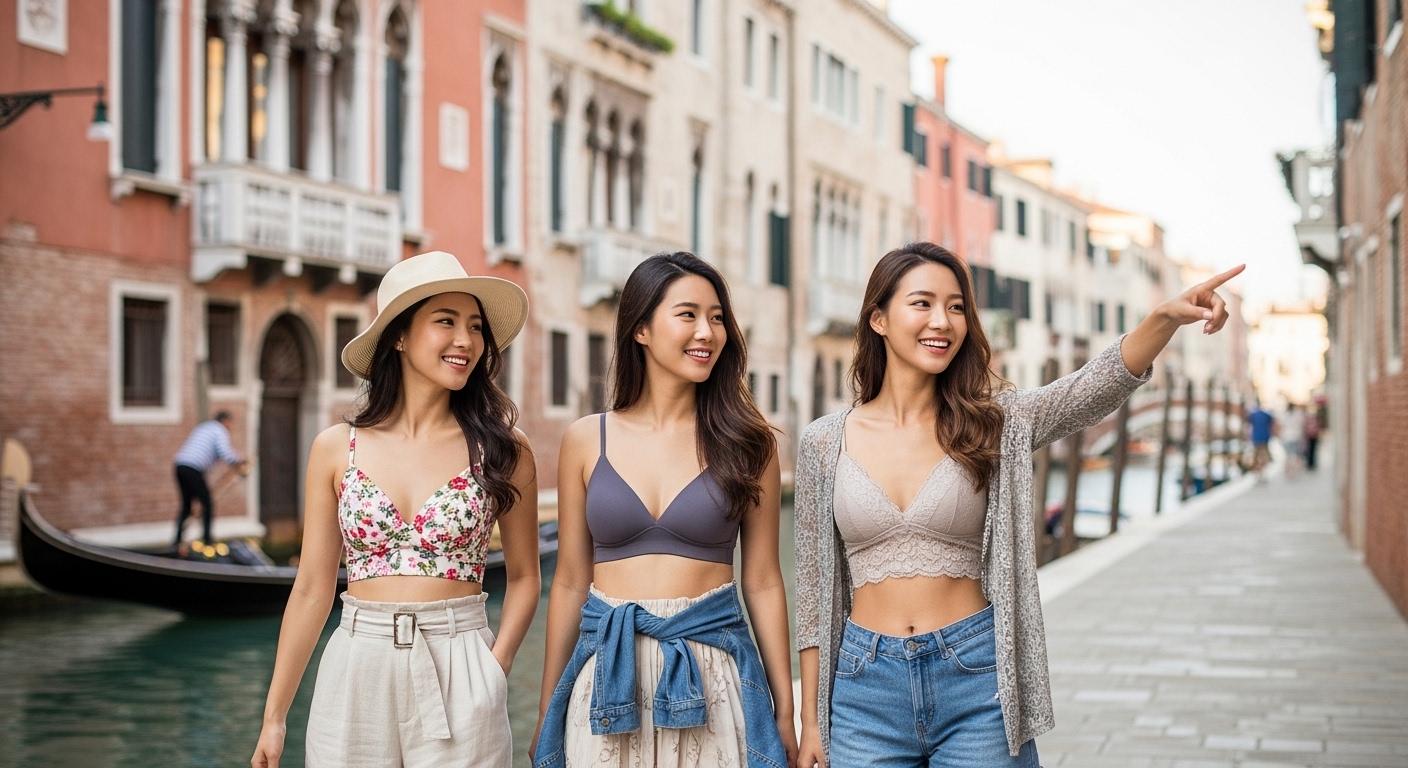 베네치아를 구경하는 여자들