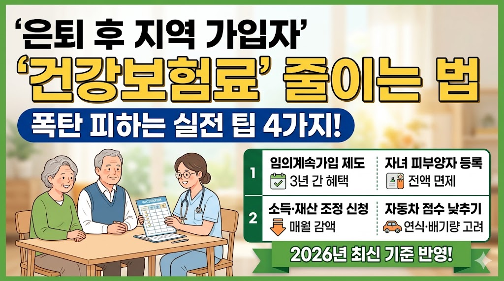 은퇴 후 '건보료 폭탄' 피하는 법! 지역가입자 보험료 줄이는 4가지 비결