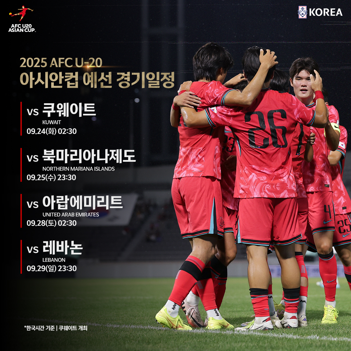 2025 AFC U-20 아시안컵 예선 경기일정