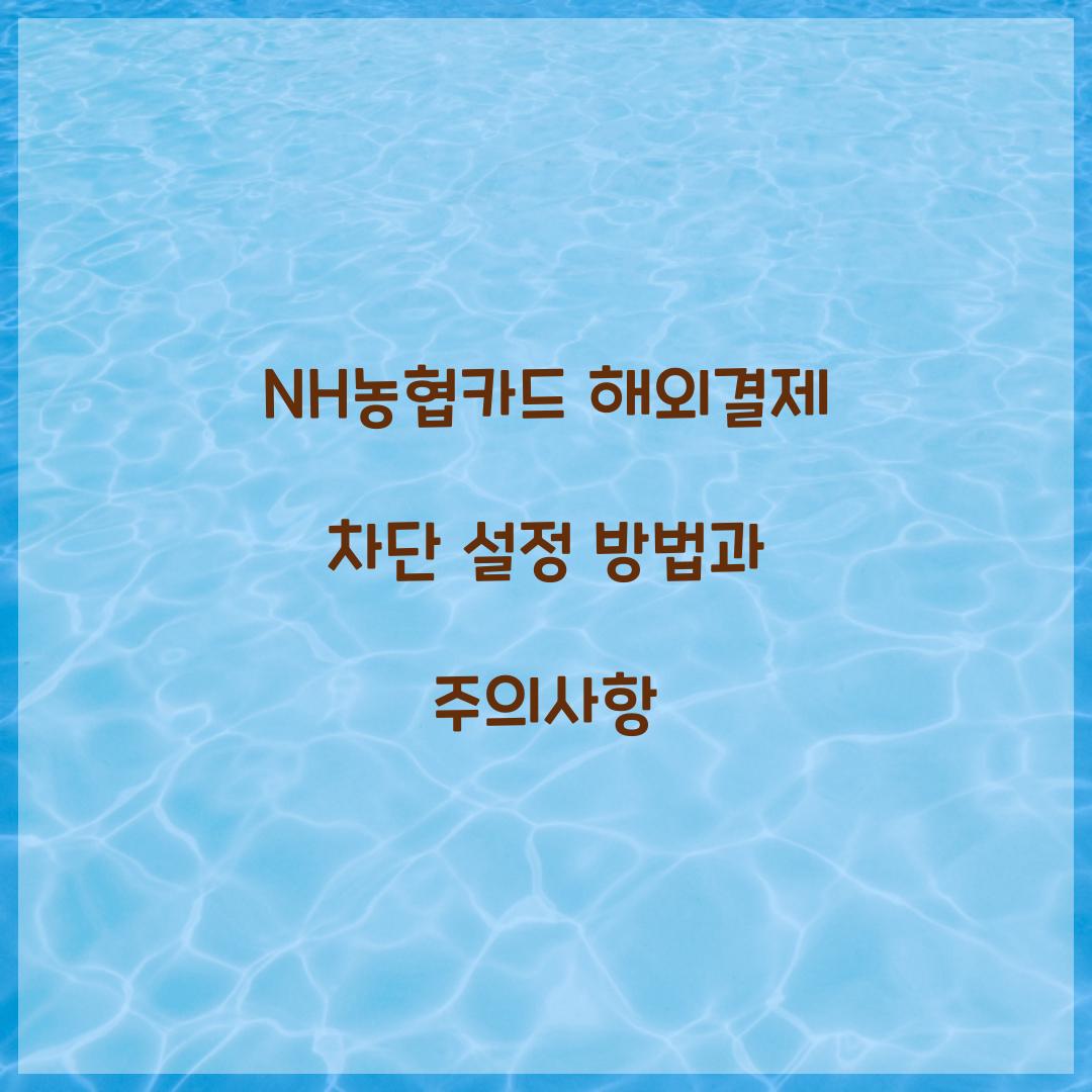 NH농협카드 해외결제 차단