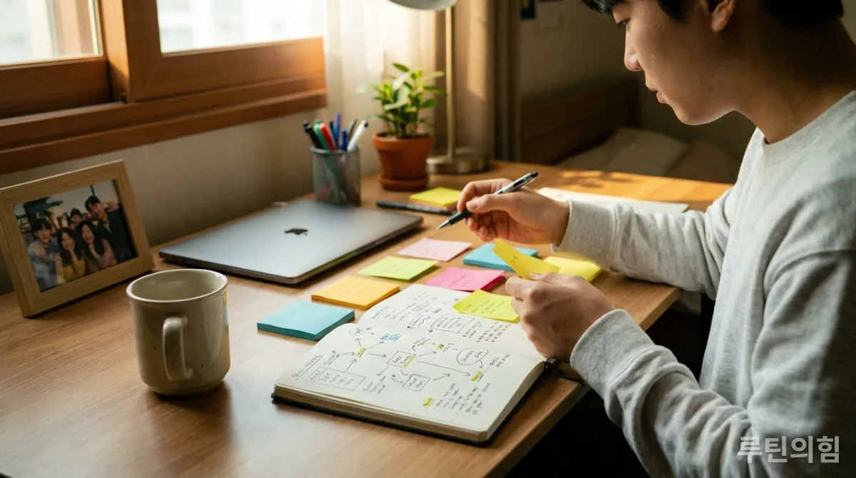 자신에게 맞는 루틴을 계획하는 한국 학생