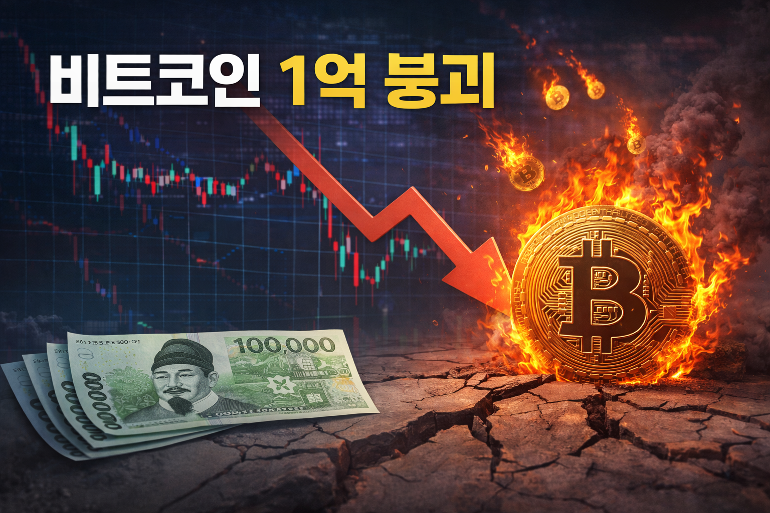 비트코인 1억 붕괴 이미지