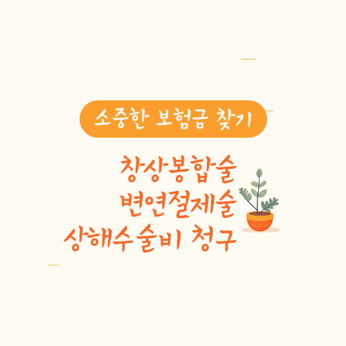 창상봉합술 변연절제술 상해수술비 청구