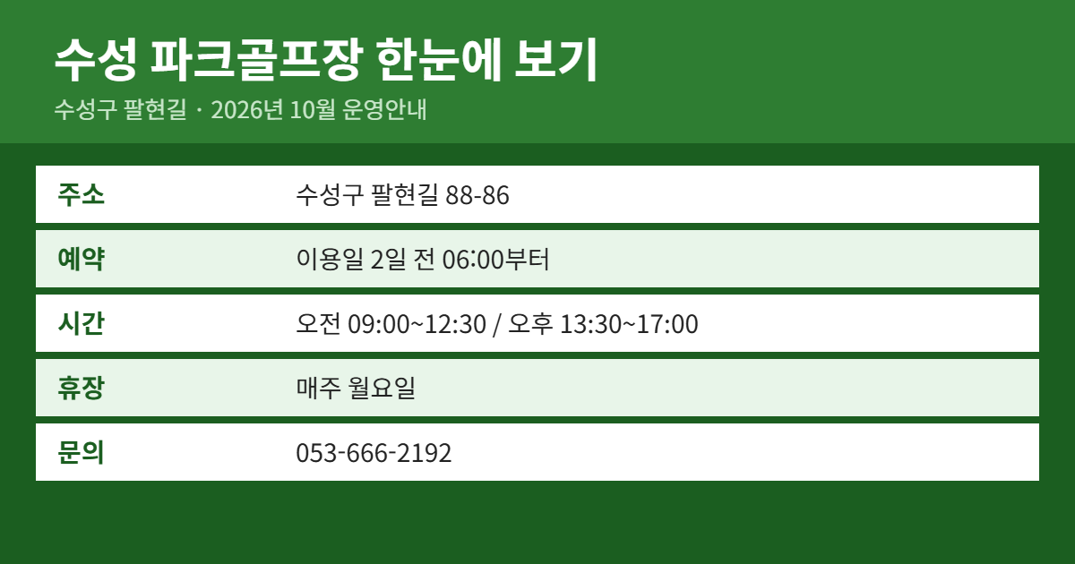 수성 파크골프장 위치·이용료·예약 방법 요약