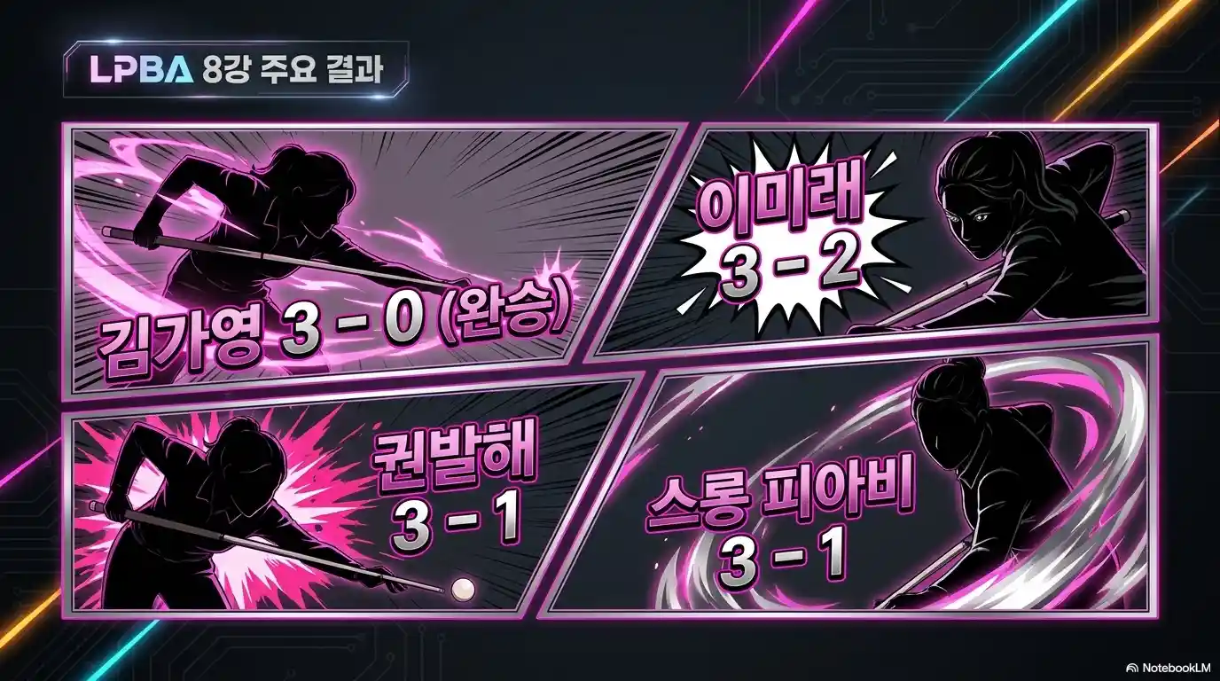 2026 하이원리조트 LPBA 8강 결과 - 김가영 3대0 완승 이미래 3대2 권발해 3대1 스롱 피아비 3대1 진출