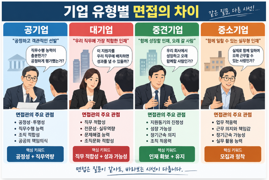 기업규모별 면접 기준