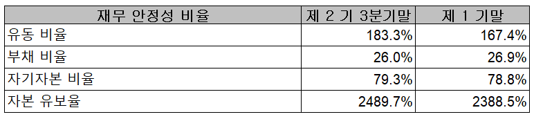 대덕전자 재무 안정성 비율