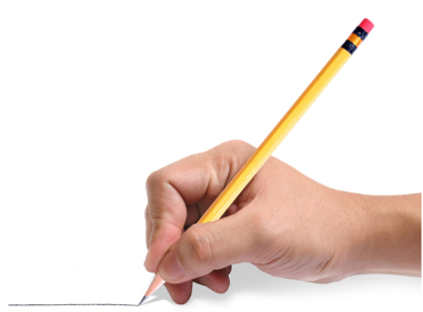 연필로 영어공부를 하고 있음