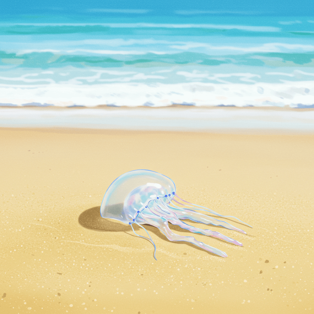 해파리가 해변에 있다