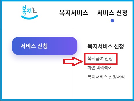 복지로 홈페이지에서 복지급여 신청 메뉴에서 장애아보육료 신청하기