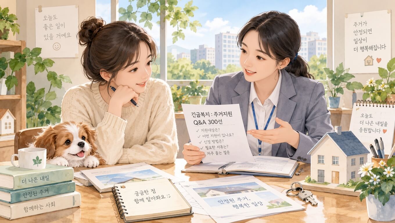 긴급복지: 주거지원에 대하여 상담사와 대화중인 아가씨