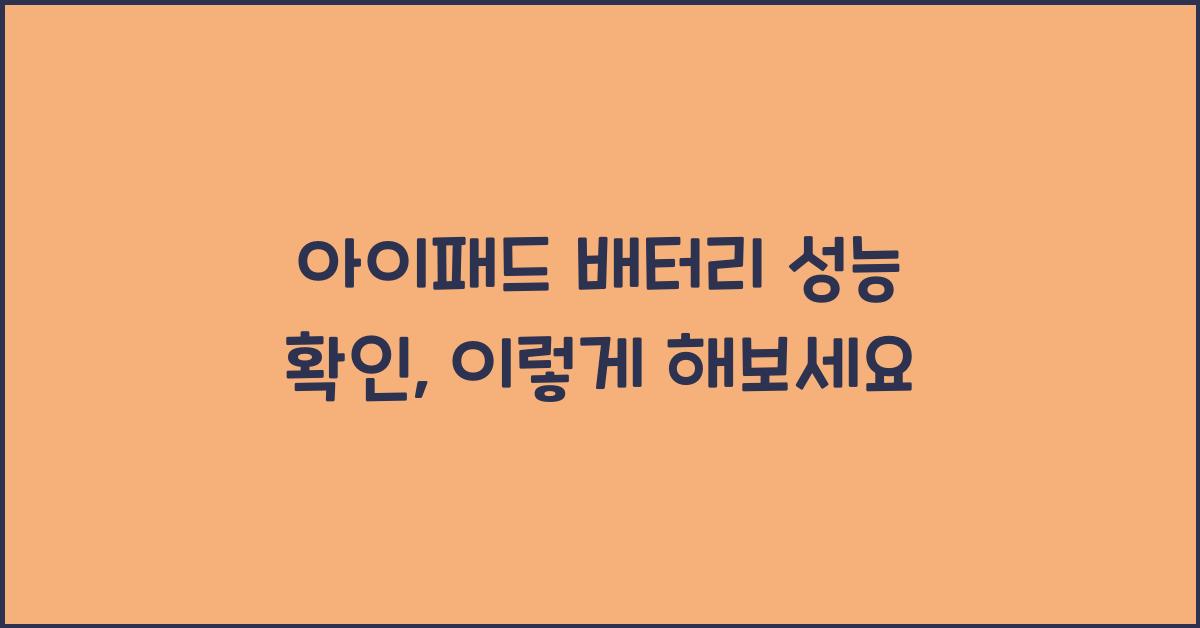 아이패드 배터리 성능 확인