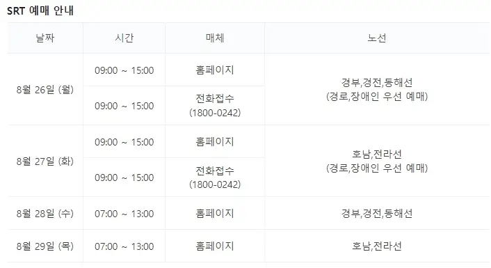 2024 추석 기차표예매