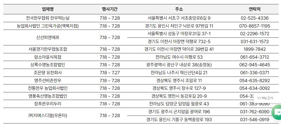 한우반값행사 한우영농조합