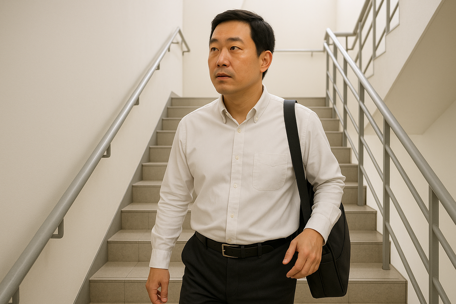 계단을 걷는 민수씨