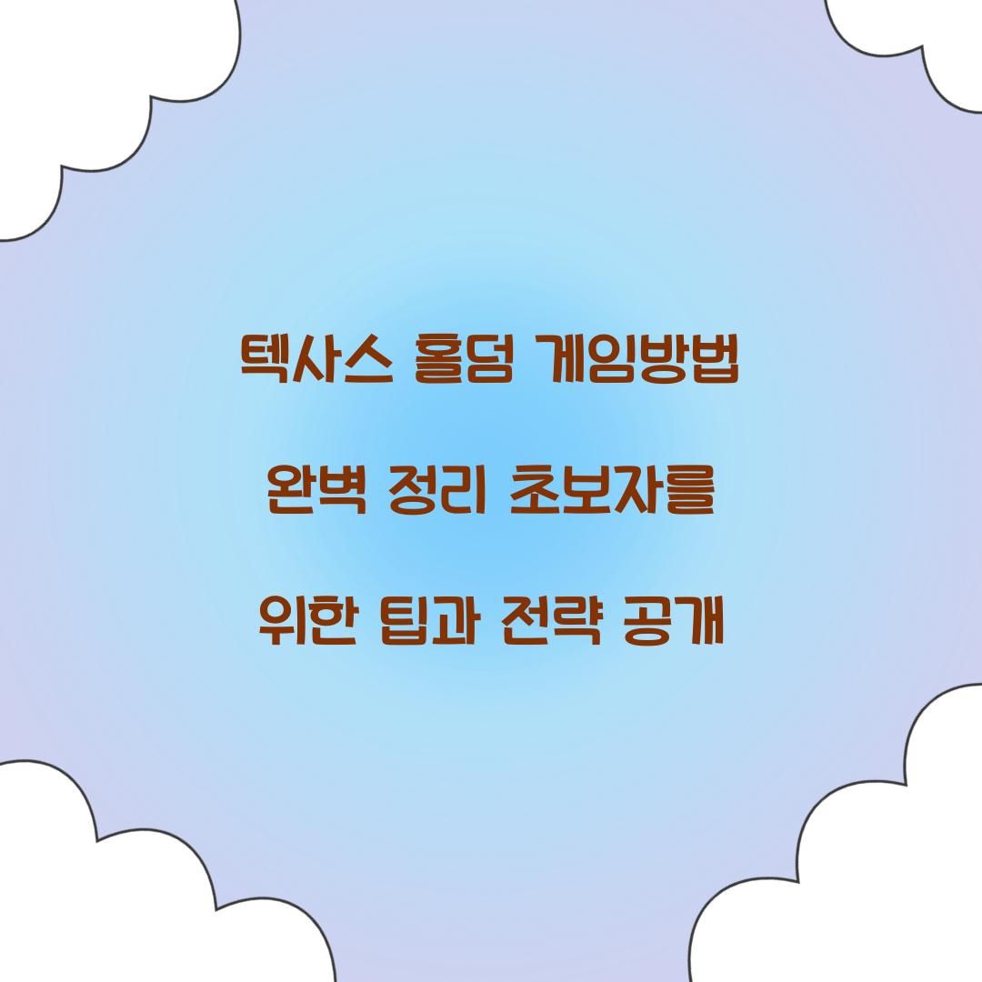 텍사스 홀덤 게임방법