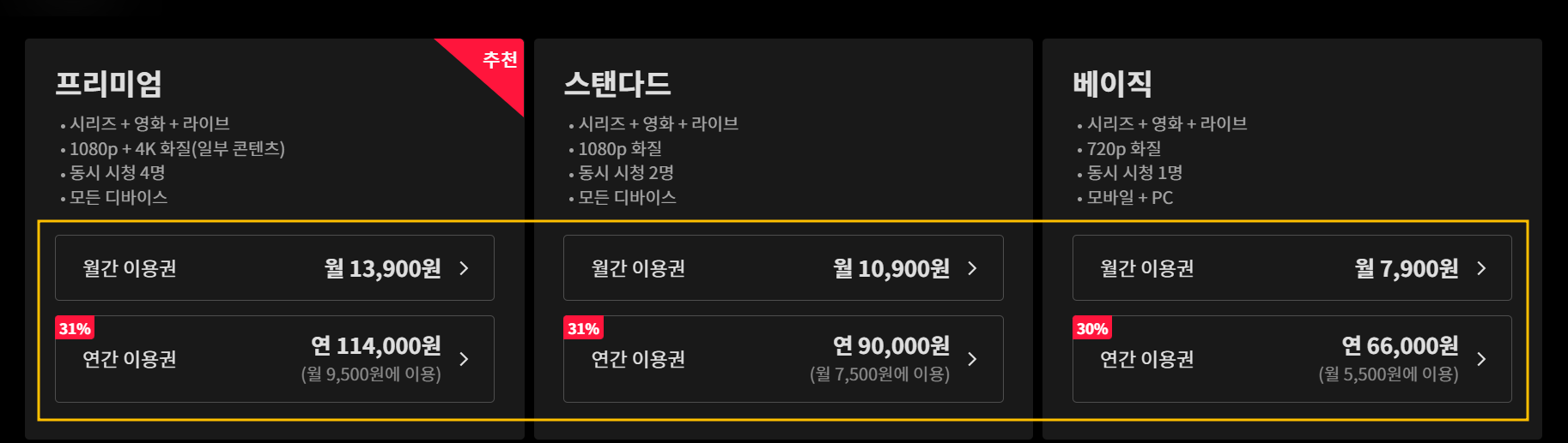 티빙 결제 방법