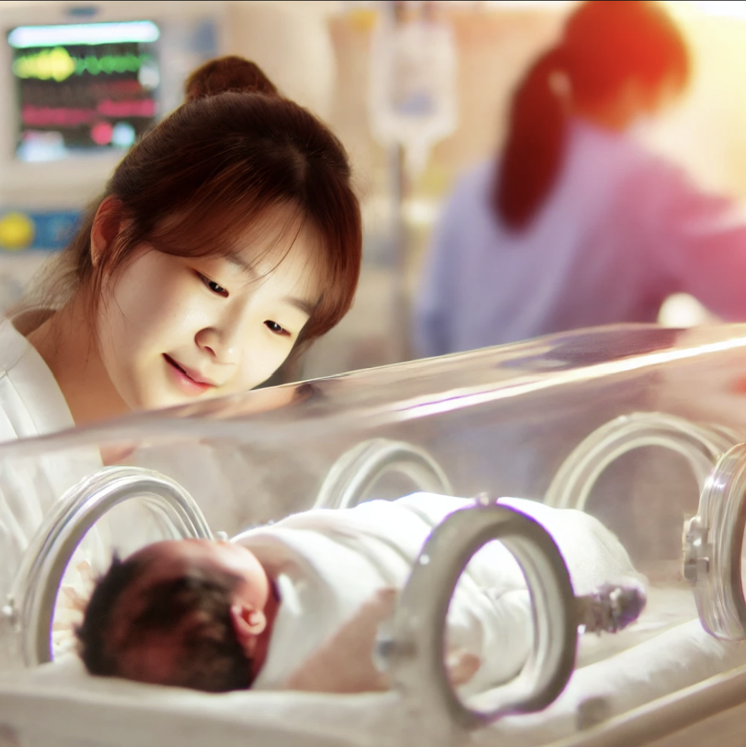 인큐베이터에 있는 조산아