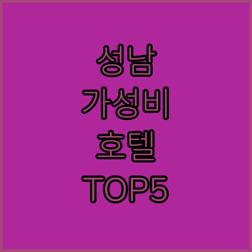 경기도 성남 가성비 호텔 베스트 5곳..